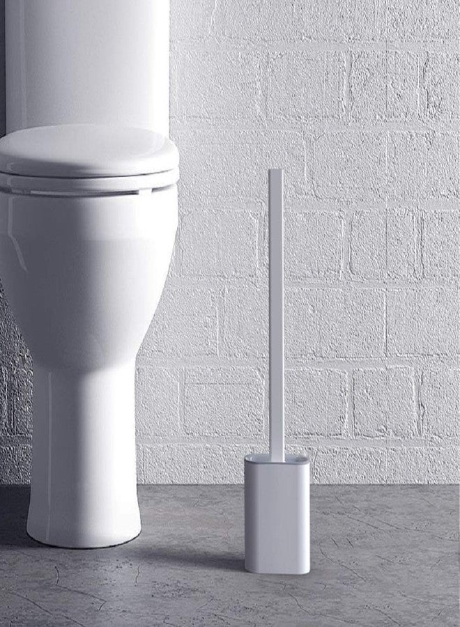 RD MALL Silicone Antibacterial Bristles Toilet Brush with Holder Set - Deep-Cleaning Silicone Toilet Brush No-Slip Long Plastic Handle Quick Drying Flexible Bristles Brush Clean Toilet Corner Easily - Image 1